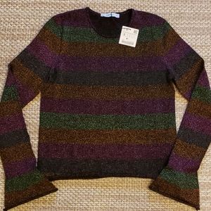 ZARA sz S Womens Multi Color Striped Shimmer Top